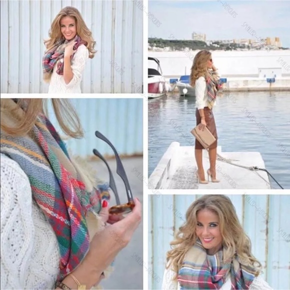 New Tartan Oversized Blanket Scarf - Picture 2 of 3